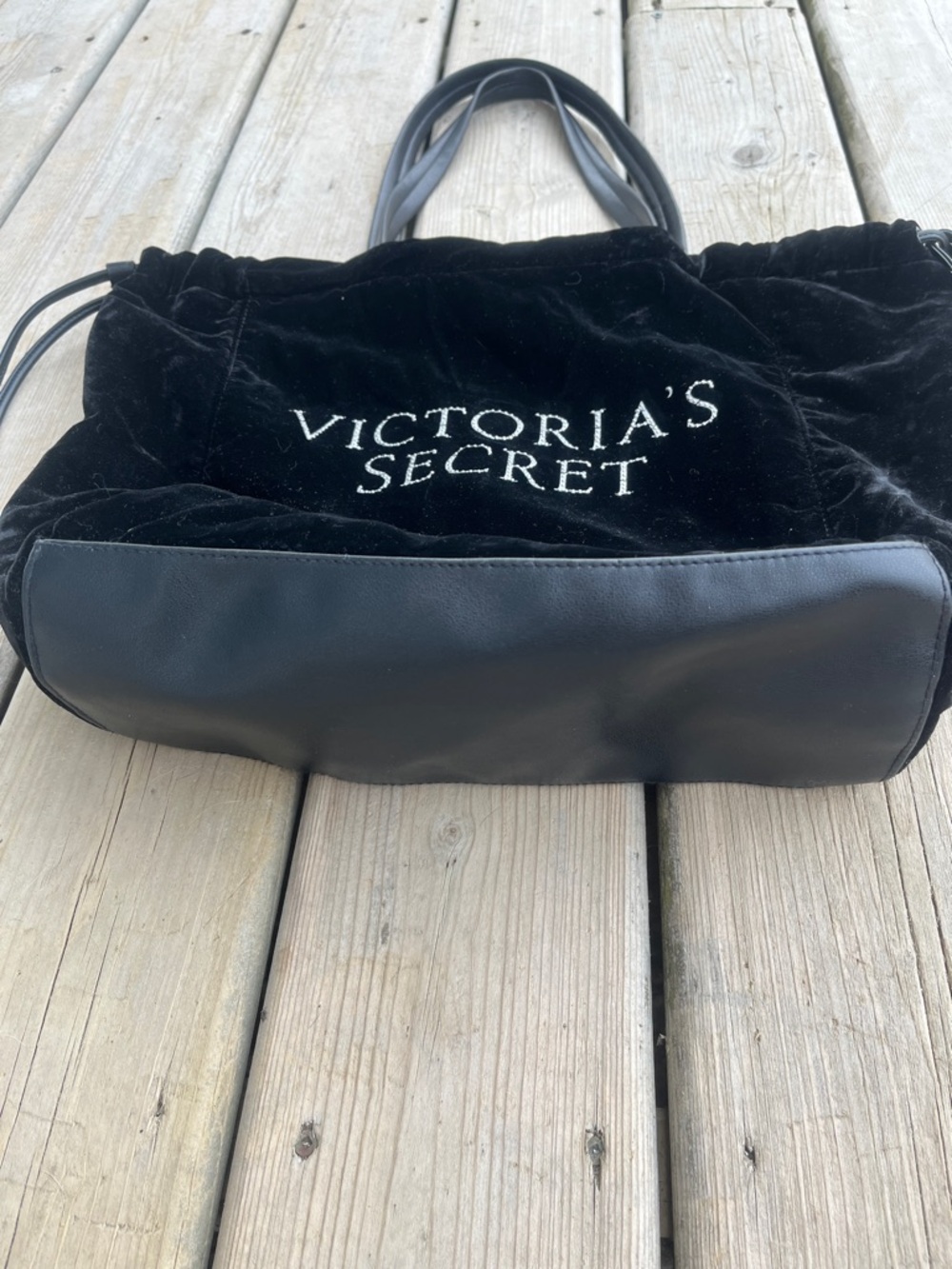 Victoria's Secret Black Velvet Tote with Logo - Picture 3 of 8